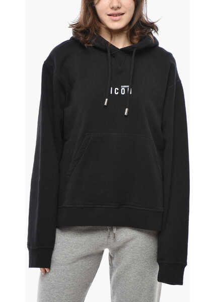 Bluze de trening DSQUARED2 Brushed Cotton Icon Hoodie With Maxi Pocket Black Femei (BM 19555355) 1
