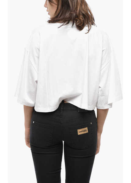 Tricouri DSQUARED2 Printed Icon Cropped Fit T-Shirt White Femei (BM 19555358) 2