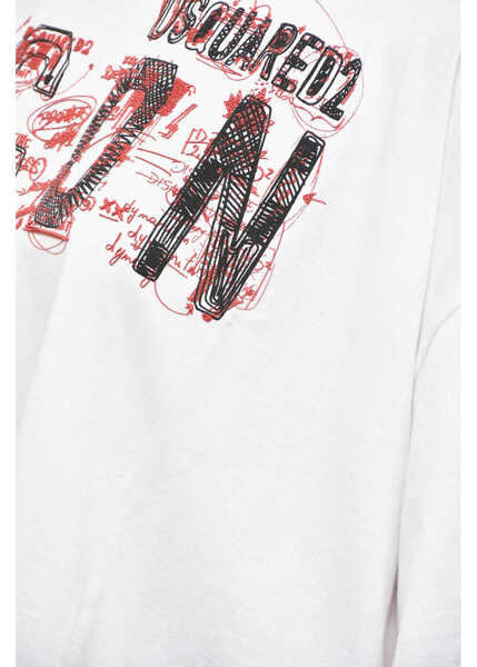 Tricouri DSQUARED2 Printed Icon Cropped Fit T-Shirt White Femei (BM 19555358) 3