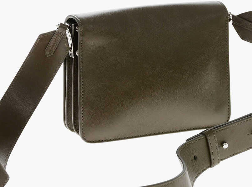 Genti tip postas DSQUARED2 Leather Crossbody Bag With Silver-Tone Metal Monogram Military Green Femei (BM 19555394) 2