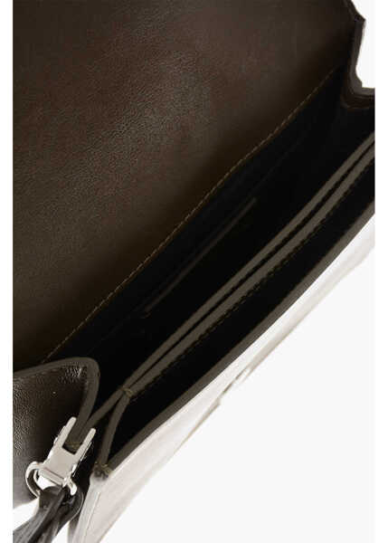 Genti tip postas DSQUARED2 Leather Crossbody Bag With Silver-Tone Metal Monogram Military Green Femei (BM 19555394) 4