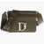 DSQUARED2 Leather Crossbody Bag With Silver-Tone Metal Monogram Military Green