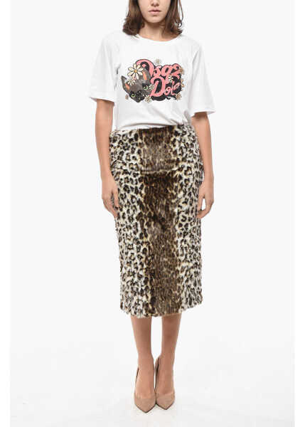 Fuste lungi Alexander McQueen Eco-Fur A-Line Skirt With Animal Motif Brown Femei (BM 19555448) 4
