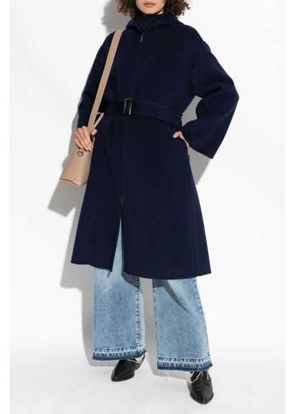 Paltoane Armani Emporio Full Zip Hooded Coat With Belt Blue Femei (BM 19555466) 2