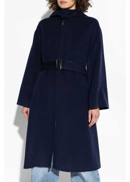 Paltoane Armani Emporio Full Zip Hooded Coat With Belt Blue Femei (BM 19555466) 3