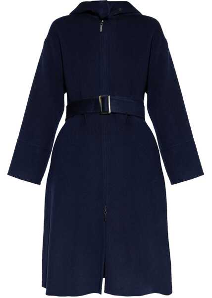 Paltoane Armani Emporio Full Zip Hooded Coat With Belt Blue Femei (BM 19555466) 1