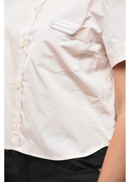 Camasi casual DSQUARED2 Short Sleeved Cropped Fit Shirt With Breast Pocket Pink Femei (BM 19555559) 3