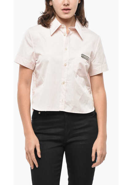 Camasi casual DSQUARED2 Short Sleeved Cropped Fit Shirt With Breast Pocket Pink Femei (BM 19555559) 1