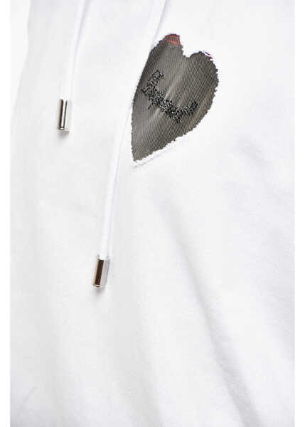 Bluze de trening DSQUARED2 Brushed Cotton Hoodie With Mesh Detail White Femei (BM 19555580) 3