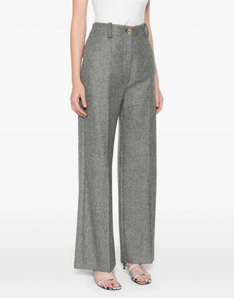 Pantaloni casual Patou Oblique Striped Virgin Wool Cropped Fit Pants Black Femei (BM 19555583) 3