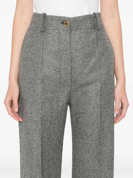 Pantaloni casual Patou Oblique Striped Virgin Wool Cropped Fit Pants Black Femei (BM 19555583) 5