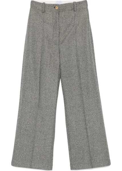 Pantaloni casual Patou Oblique Striped Virgin Wool Cropped Fit Pants Black Femei (BM 19555583) 1