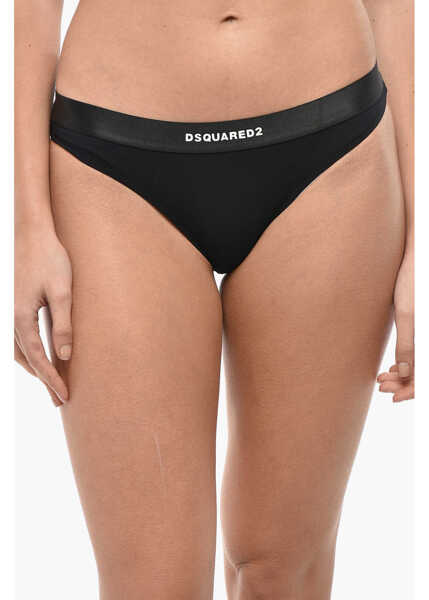 Bikini DSQUARED2 Nylon Bikini Bottom With Drawstring Waist Black Femei (BM 19555637) 1