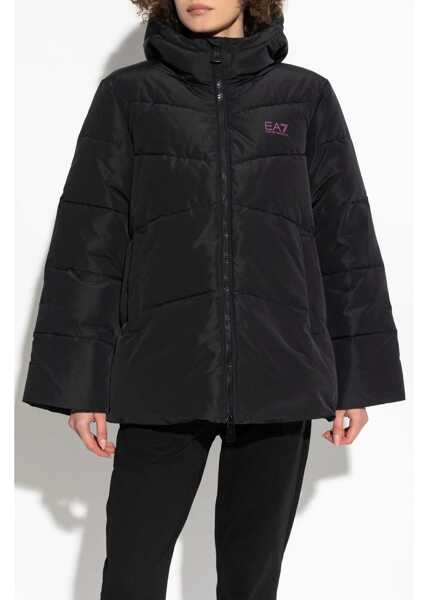 Jachete Armani Ea7 Emporio Hooded Padded Jacket With Side Zips Black Femei (BM 19555652) 3
