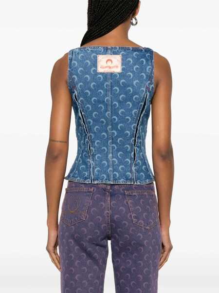 Bluze MARINE SERRE Top Bustier BLUE Femei (BM 19580783) 4