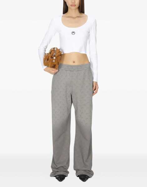 Tricouri MARINE SERRE Short Moon Top WHITE Femei (BM 19580801) 2