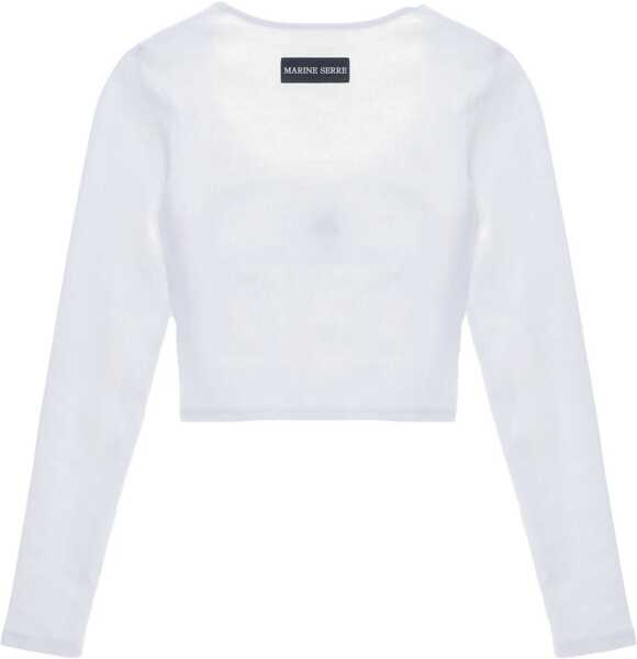 Tricouri MARINE SERRE Short Moon Top WHITE Femei (BM 19580801) 5