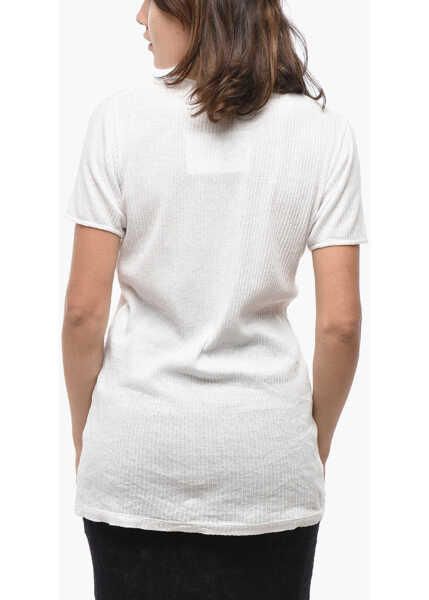 Tricouri Loewe Solid Color Ribbed T-Shirt White Femei (BM 19580843) 2