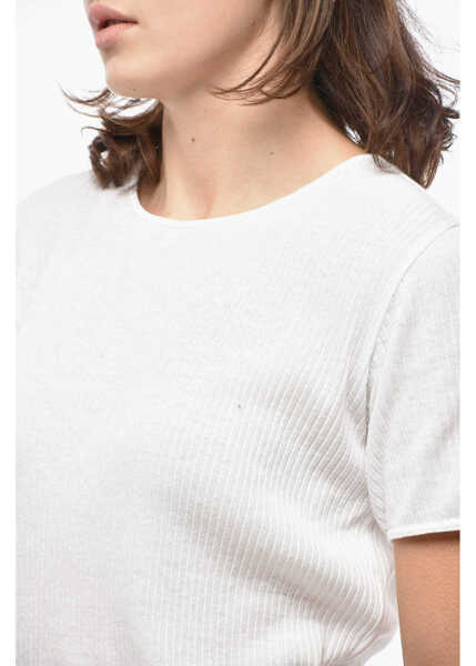 Tricouri Loewe Solid Color Ribbed T-Shirt White Femei (BM 19580843) 3