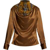 Bluze Satin Blouse With Tartan Patterned Scarf Detail Femei