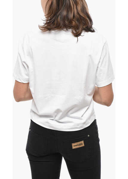 Tricouri DSQUARED2 Crew Neck Cotton T-Shirt With Mesh Detail White Femei (BM 19580849) 2