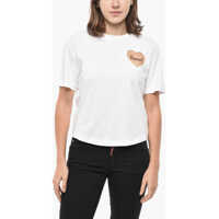 Tricouri Crew Neck Cotton T-Shirt With Mesh Detail Femei