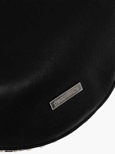 Genti de umar DSQUARED2 Leather Hobo Bag With Studs Black Femei (BM 19580852) 4