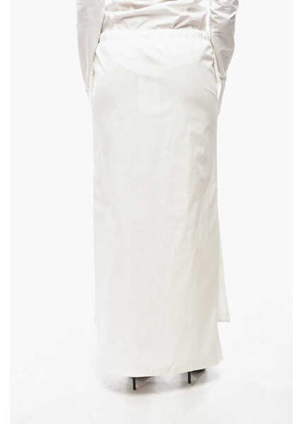 Fuste lungi 1989 STUDIO Popeline Pencil Skirt With Drawstringed Waist White Femei (BM 19580864) 2