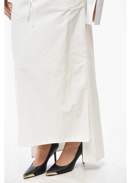 Fuste lungi 1989 STUDIO Popeline Pencil Skirt With Drawstringed Waist White Femei (BM 19580864) 3