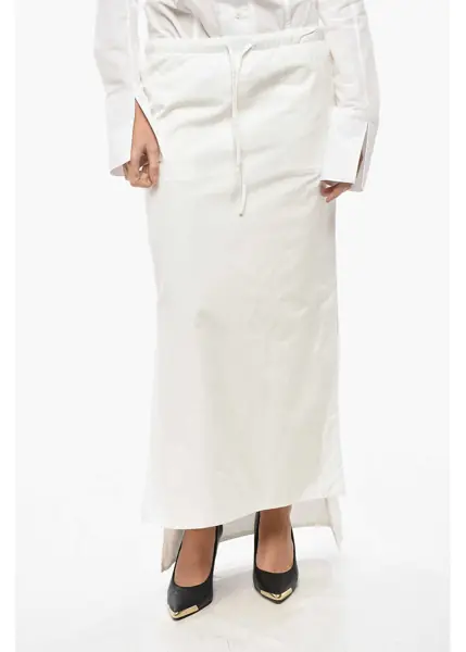 Fuste lungi 1989 STUDIO Popeline Pencil Skirt With Drawstringed Waist White Femei (BM 19580864) 1