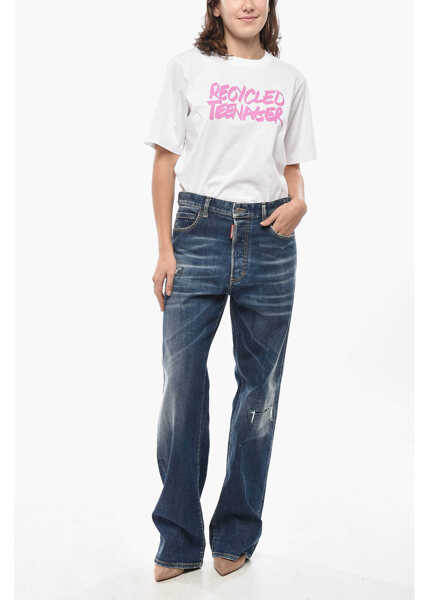 Blugi drepti DSQUARED2 Icon Stretch Denim San Diego Jeans With Metal Detail 24Cm Blue Femei (BM 19580867) 4