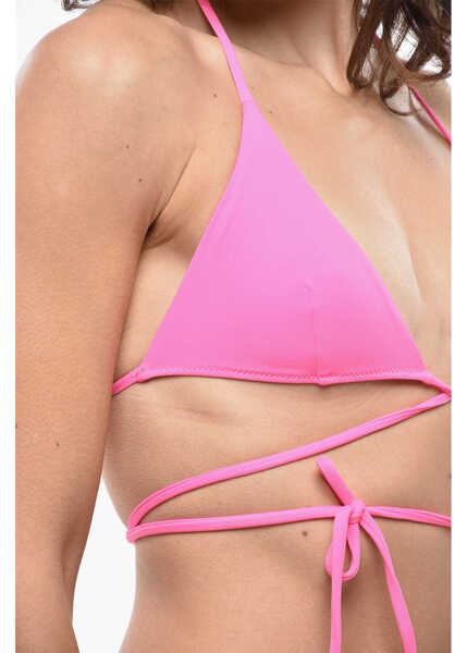 Sutiene DSQUARED2 Solid Color Triangle Bikini Top With Lace-Up Details Pink Femei (BM 19580873) 3