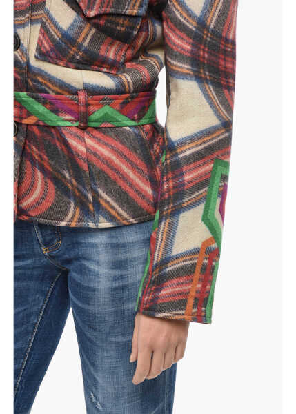 Jachete PIERRE-LOUIS MASCIA Patterned Wool Blend Overshirt With Double Breast Pocket And Multicolor Femei (BM 19580876) 3