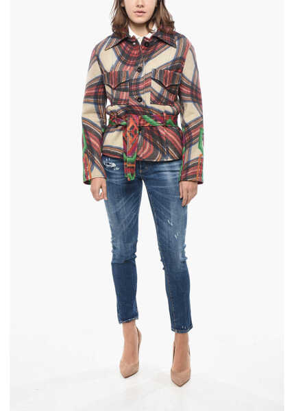 Jachete PIERRE-LOUIS MASCIA Patterned Wool Blend Overshirt With Double Breast Pocket And Multicolor Femei (BM 19580876) 4