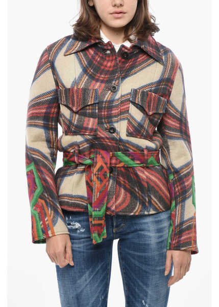 Jachete PIERRE-LOUIS MASCIA Patterned Wool Blend Overshirt With Double Breast Pocket And Multicolor Femei (BM 19580876) 1