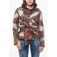Jachete Patterned Wool Blend Overshirt With Double Breast Pocket And Femei