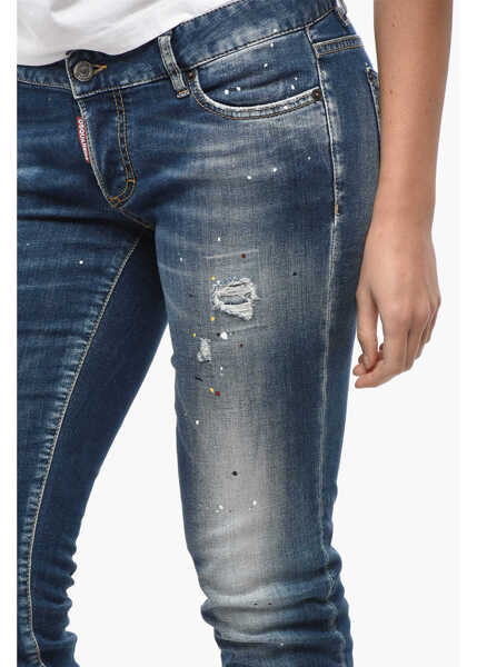 Blugi skinny DSQUARED2 Dark Washed Jennifer Fit Denims 14Cm Blue Femei (BM 19580879) 3