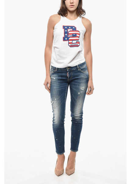 Blugi skinny DSQUARED2 Dark Washed Jennifer Fit Denims 14Cm Blue Femei (BM 19580879) 4