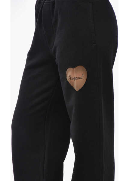 Pantaloni de trening DSQUARED2 Brushed Cotton Straight Leg Sweatpants With Elastic Waistban Black Femei (BM 19580882) 3