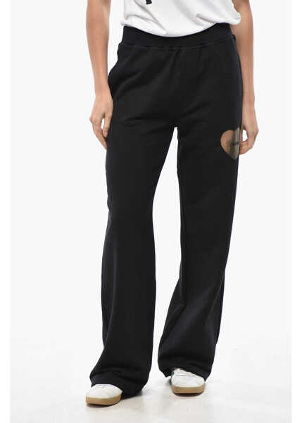 Pantaloni de trening DSQUARED2 Brushed Cotton Straight Leg Sweatpants With Elastic Waistban Black Femei (BM 19580882) 1