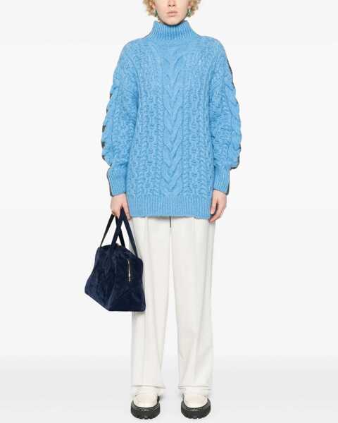 Pulovere Stella McCartney Oversized Fit Two-Tone Cable Knit Sweater Blue Femei (BM 19580885) 2