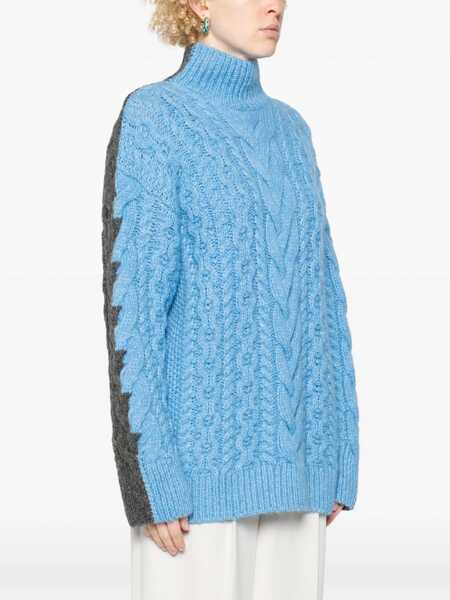 Pulovere Stella McCartney Oversized Fit Two-Tone Cable Knit Sweater Blue Femei (BM 19580885) 3
