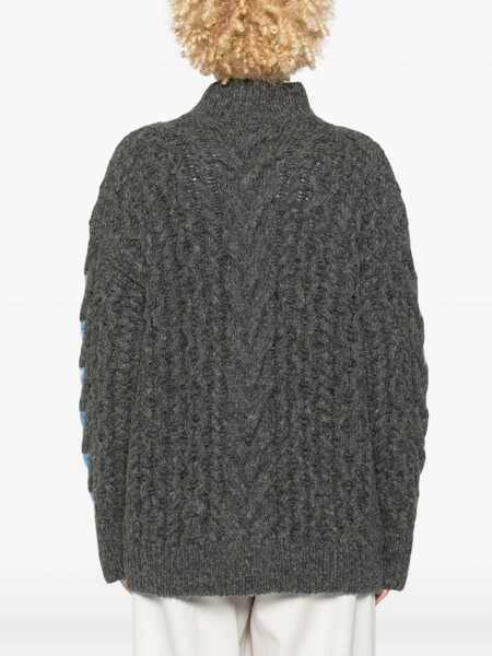 Pulovere Stella McCartney Oversized Fit Two-Tone Cable Knit Sweater Blue Femei (BM 19580885) 4