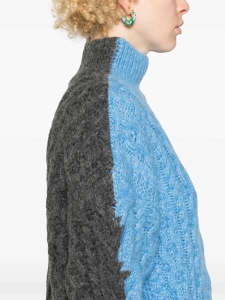 Pulovere Stella McCartney Oversized Fit Two-Tone Cable Knit Sweater Blue Femei (BM 19580885) 5