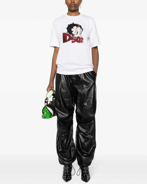 Tricouri DSQUARED2 Crew Neck Betty Boop T-Shirt With Sequined Embroidery White Femei (BM 19580888) 2