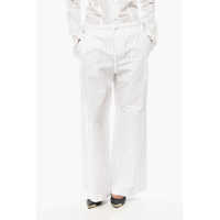 Pantaloni casual Pinstriped Cotton Straight Fit Pants With Drawstringed Waist Femei