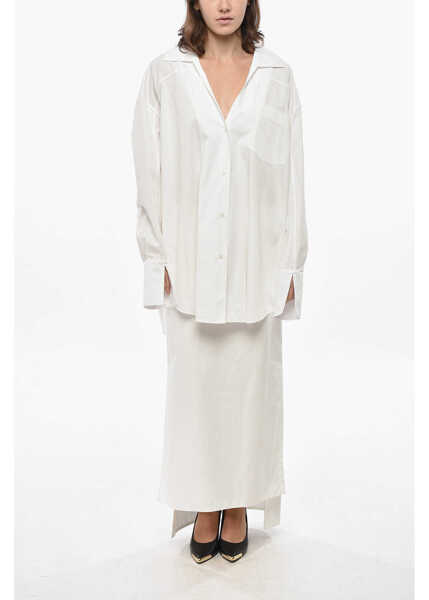 Camasi casual 1989 STUDIO Popeline Oversized Shirt With Breast-Pocket White Femei (BM 19580897) 4