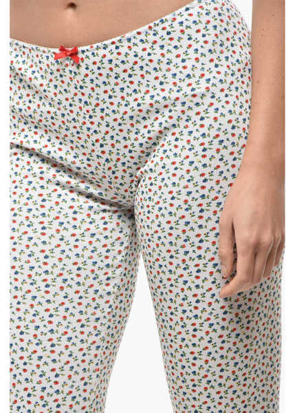 Colanti DSQUARED2 Floral Patterned Stretch Cotton Leggings With Elastic Waistb Multicolor Femei (BM 19580912) 3