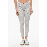 Colanti Floral Patterned Stretch Cotton Leggings With Elastic Waistb Femei