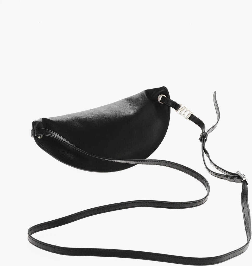 Borsete DSQUARED2 Icon Solid Color Leather Belt Bag With Metal Detail Black Femei (BM 19580921) 2